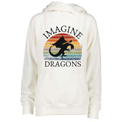 Imagine Magical And Mythical Fantasy Dragons Womens Funnel Neck Pullover Hood