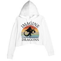 Imagine Magical And Mythical Fantasy Dragons Crop Fleece Hoodie