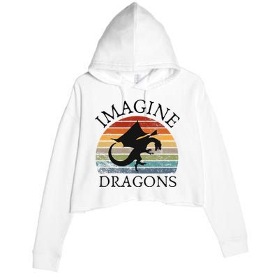 Imagine Magical And Mythical Fantasy Dragons Crop Fleece Hoodie