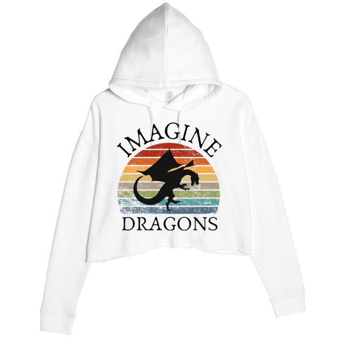 Imagine Magical And Mythical Fantasy Dragons Crop Fleece Hoodie