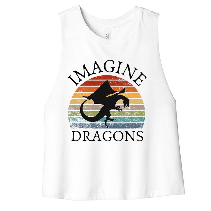 Imagine Magical And Mythical Fantasy Dragons Women's Racerback Cropped Tank