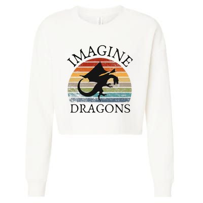 Imagine Magical And Mythical Fantasy Dragons Cropped Pullover Crew