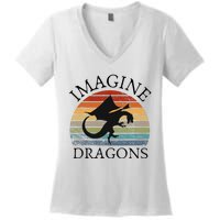 Imagine Magical And Mythical Fantasy Dragons Women's V-Neck T-Shirt