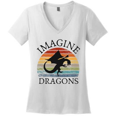 Imagine Magical And Mythical Fantasy Dragons Women's V-Neck T-Shirt