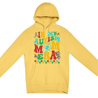 In My Autism Mom Era Groovy Puzzle Piece Retro Mothers Day Premium Pullover Hoodie