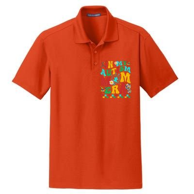 In My Autism Mom Era Groovy Puzzle Piece Retro Mothers Day Dry Zone Grid Polo