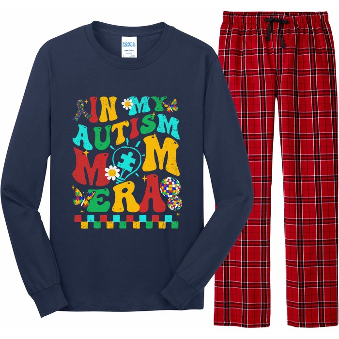 In My Autism Mom Era Groovy Puzzle Piece Retro Mothers Day Long Sleeve Pajama Set