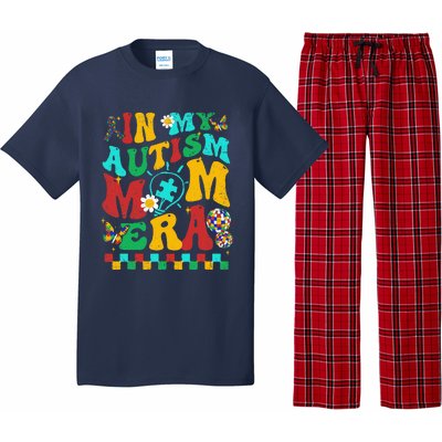 In My Autism Mom Era Groovy Puzzle Piece Retro Mothers Day Pajama Set