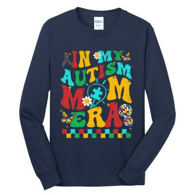 In My Autism Mom Era Groovy Puzzle Piece Retro Mothers Day Tall Long Sleeve T-Shirt