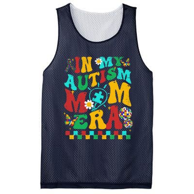 In My Autism Mom Era Groovy Puzzle Piece Retro Mothers Day Mesh Reversible Basketball Jersey Tank