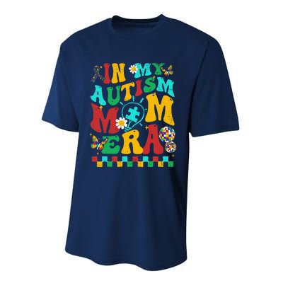 In My Autism Mom Era Groovy Puzzle Piece Retro Mothers Day Performance Sprint T-Shirt