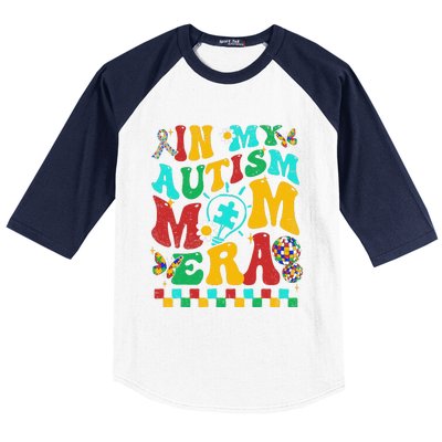 In My Autism Mom Era Groovy Puzzle Piece Retro Mothers Day Baseball Sleeve Shirt