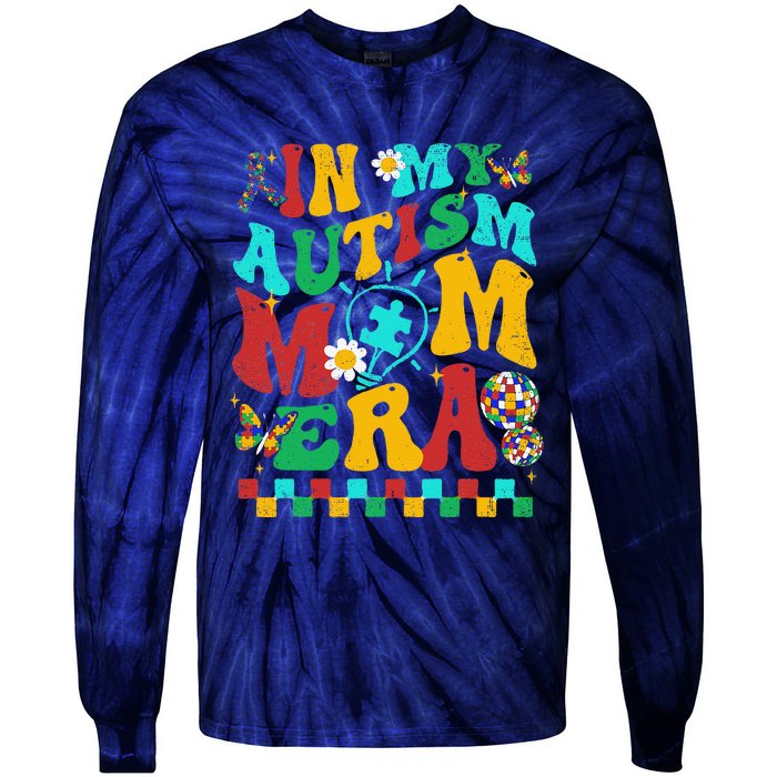 In My Autism Mom Era Groovy Puzzle Piece Retro Mothers Day Tie-Dye Long Sleeve Shirt