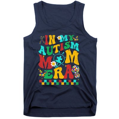 In My Autism Mom Era Groovy Puzzle Piece Retro Mothers Day Tank Top