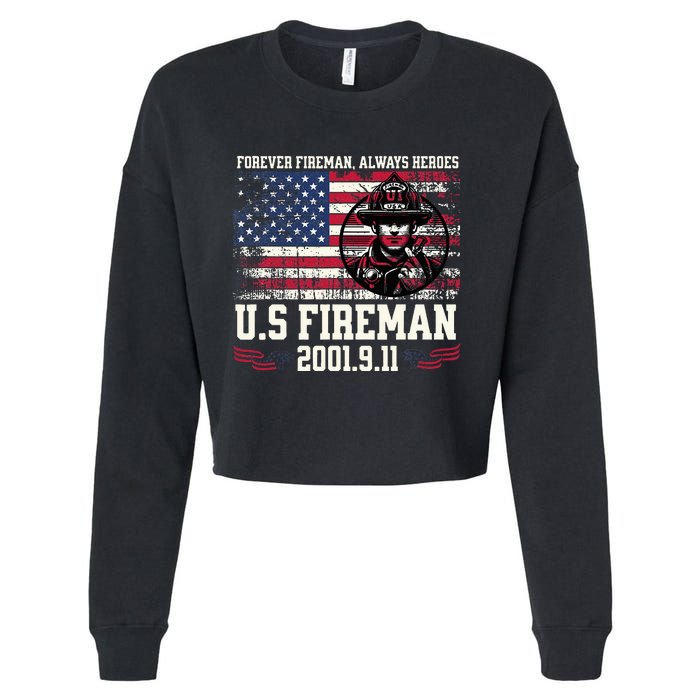 In Memory And Honor Of Firefighters Remembering 911 Cropped Pullover Crew