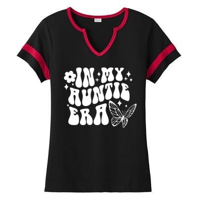 In My Auntie Era Fun Aunt Butterfly Ladies Halftime Notch Neck Tee