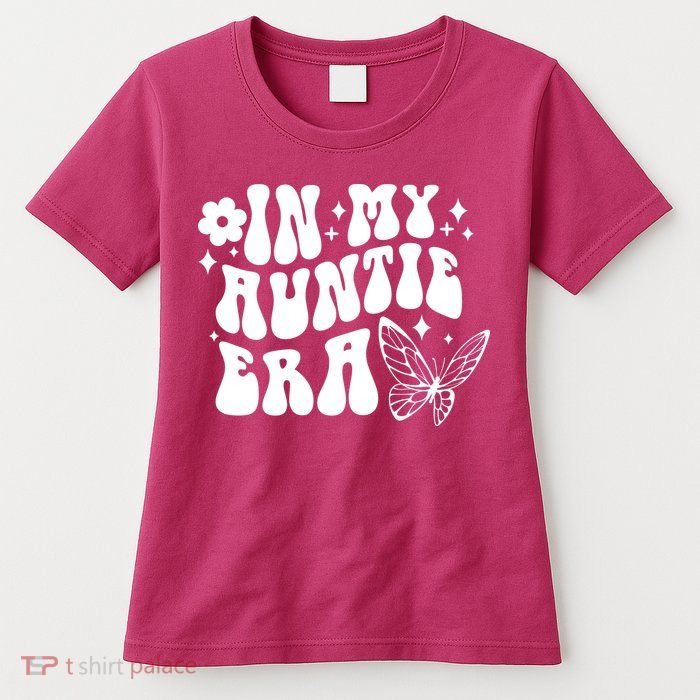 In My Auntie Era Fun Aunt Butterfly Womens T-Shirt