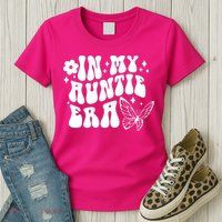 In My Auntie Era Fun Aunt Butterfly Womens T-Shirt