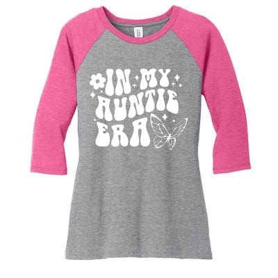 In My Auntie Era Fun Aunt Butterfly Women's Tri-Blend 3/4-Sleeve Raglan Shirt