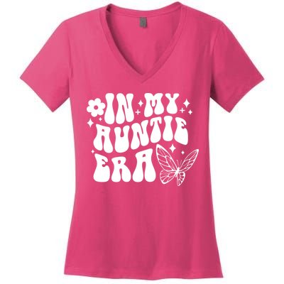 In My Auntie Era Fun Aunt Butterfly Women's V-Neck T-Shirt