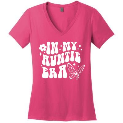 In My Auntie Era Fun Aunt Butterfly Women's V-Neck T-Shirt