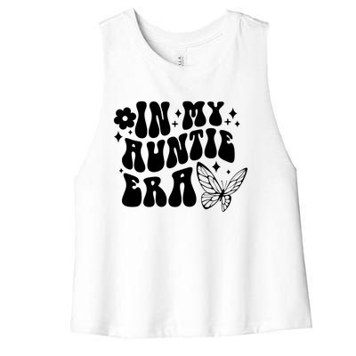 In My Auntie Era Fun Aunt Butterfly Women's Racerback Cropped Tank