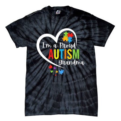 I M A Proud Grandma Love Heart Autism Awareness Puzzle Tie-Dye T-Shirt