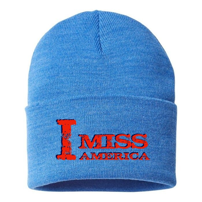 I Miss America Patriotic Gift Sustainable Knit Beanie