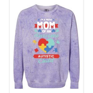 I M A Proud Mom Of An Awesome Autism Awareness Great Gift Colorblast Crewneck Sweatshirt