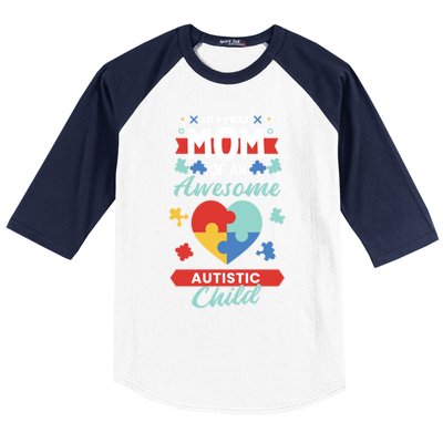 I M A Proud Mom Of An Awesome Autism Awareness Great Gift Baseball Sleeve Shirt