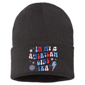 In My American Girl Era Retro 4th Of July Fourth Groovy Sustainable Knit Beanie