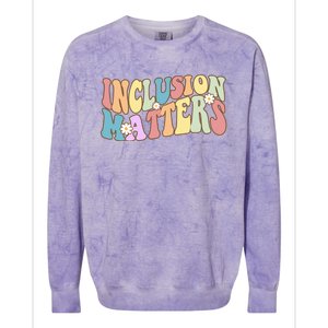 Inclusion Matters Autism Awareness Retro Floral Colorblast Crewneck Sweatshirt