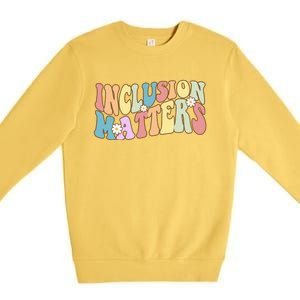 Inclusion Matters Autism Awareness Retro Floral Premium Crewneck Sweatshirt