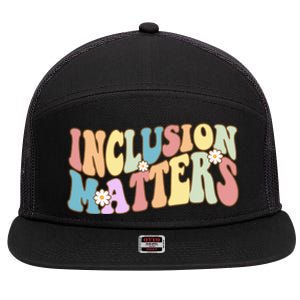 Inclusion Matters Autism Awareness Retro Floral 7 Panel Mesh Trucker Snapback Hat