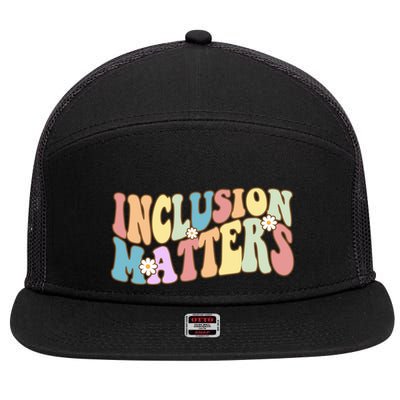 Inclusion Matters Autism Awareness Retro Floral 7 Panel Mesh Trucker Snapback Hat
