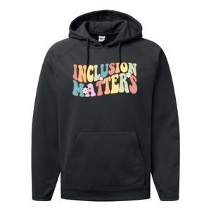 Inclusion Matters Autism Awareness Retro Floral Performance Fleece Hoodie