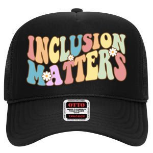 Inclusion Matters Autism Awareness Retro Floral High Crown Mesh Back Trucker Hat