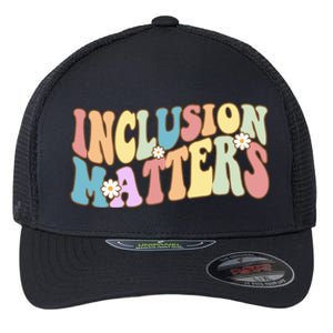 Inclusion Matters Autism Awareness Retro Floral Flexfit Unipanel Trucker Cap