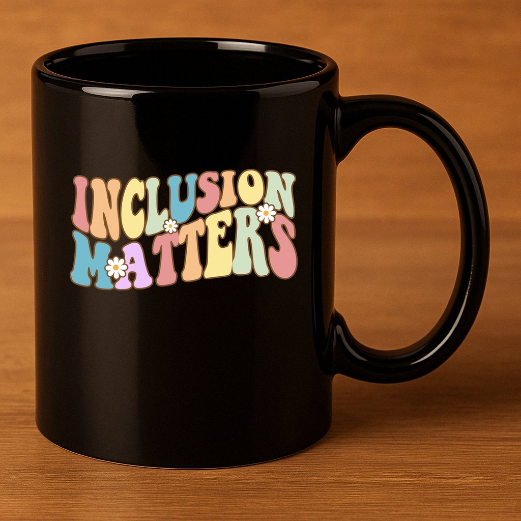 Inclusion Matters Autism Awareness Retro Floral 11oz C Handle Ceramic Mug