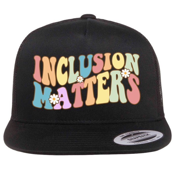 Inclusion Matters Autism Awareness Retro Floral Flat Bill Trucker Hat