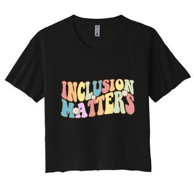 Inclusion Matters Autism Awareness Retro Floral Crop Top