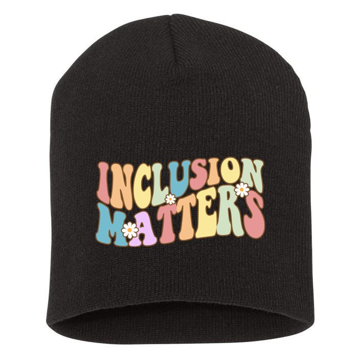 Inclusion Matters Autism Awareness Retro Floral Short Acrylic Beanie