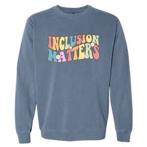 Inclusion Matters Autism Awareness Retro Floral Garment-Dyed Sweatshirt