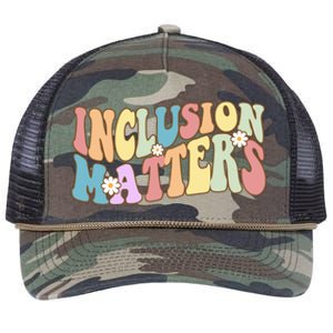 Inclusion Matters Autism Awareness Retro Floral Retro Rope Trucker Hat Cap