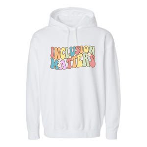 Inclusion Matters Autism Awareness Retro Floral Garment-Dyed Fleece Hoodie