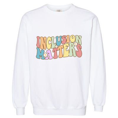 Inclusion Matters Autism Awareness Retro Floral Garment-Dyed Sweatshirt