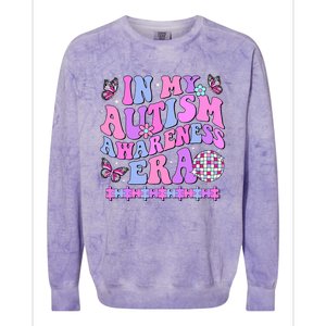 In My Autism Awareness Era Retro Disco In April We Wear Blue Colorblast Crewneck Sweatshirt