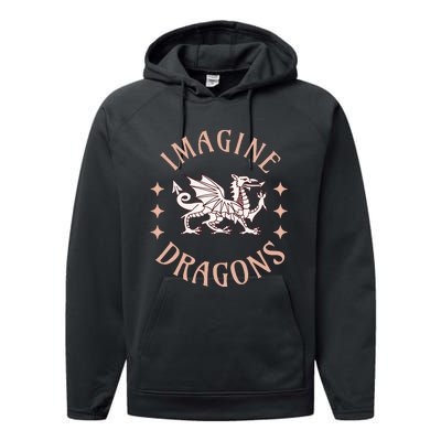 Imagine Magical And Mythical Fantasy Dragons For Performance Fleece Hoodie