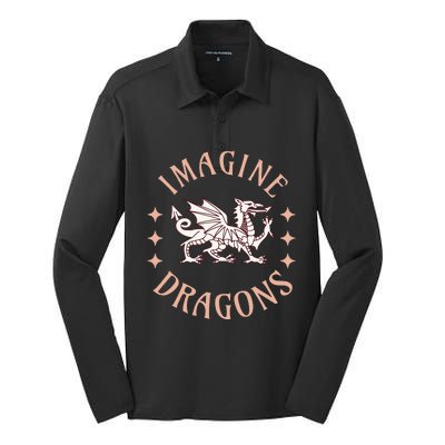 Imagine Magical And Mythical Fantasy Dragons For Silk Touch Performance Long Sleeve Polo