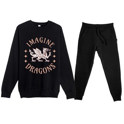 Imagine Magical And Mythical Fantasy Dragons For Premium Crewneck Sweatsuit Set